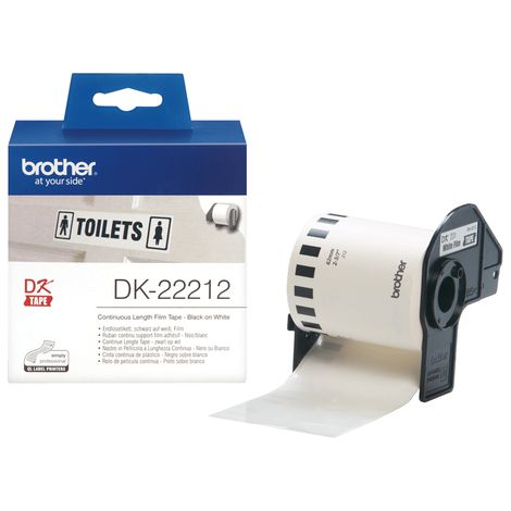 Cintas de etiquetado Brother DK-22212, negras sobre blanco. (1/4)