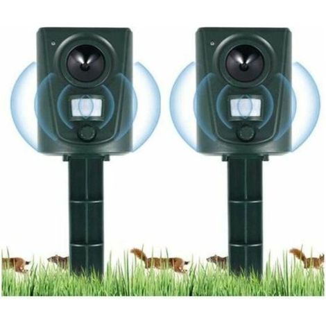 Répulsif à ultrasons pour chats et chiens – Détecteur de mouvement jusqu'à 30m – Étanche et résistant aux intempéries – Installation facile avec piquet (1/4)