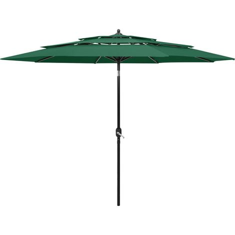 Ombrellone mobile da giardino a 3 livelli con palo in alluminio 3 m verde 020008782 (1/5)