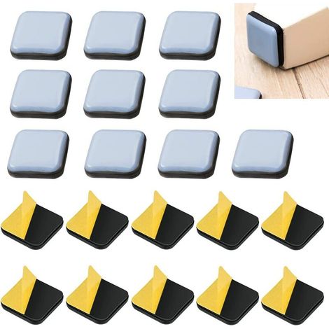 20 Pack Teflon Furniture Pads Self Adhesive PTFE Chair Leg Pads 25x25mm Square Movable Furniture Floor Protector Mat Heavy Duty Sofa Sofa Easy Movers