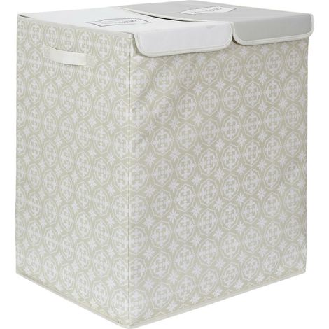 Cesto de ropa sucia doble de tela gris de 50x41x57 cm, plegable. (1/5)