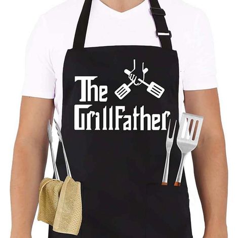 Tablier De Cuisine - 100 % Coton Et Polyester - Longueur Jusqu'aux Genoux - Avec 2 Poches - Ajustable Col Et Ceinture - Pour Homme Et Femme - 1 Pièce (1/5)