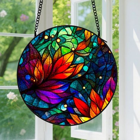 16cm Suspension en Vitrail Artistique, Attrape-Soleil Unique pour Décoration Intérieure, Cadeau Anniversaire, Noël pour Femme, Maman, Nana (1/5)