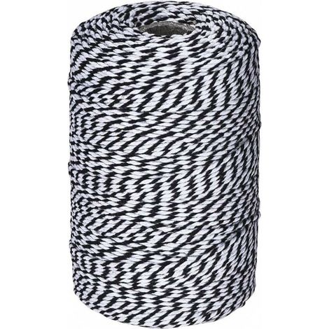 Ficelle noire et blanche 2mmx100m(noir et blanc), ficelle de boulanger en coton ficelle de cordon de coton pour les vacances