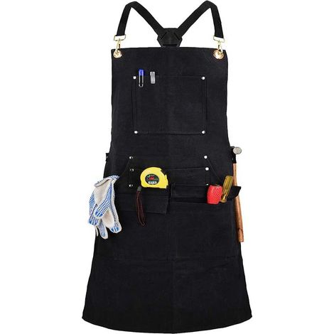 Sollbry Schreinerei-Werkstattschürze mit 10 Werkzeugtaschen – robuste, feuerfeste Segeltuch-Schweißschürze mit Schnellverschluss-Schnalle, verstellbar von M bis XXXL für Männer und Frauen (1/5)