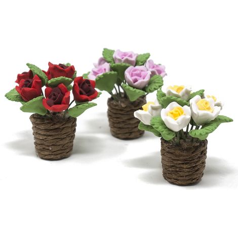 Vaso con Fiori Set da 3 Pezzi Miniatura per Presepe 86840