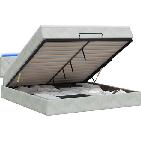 Maison Exclusive - Lit coffre avec matelas et LED Gris clair 140 x 200 cm Velours (1/5)