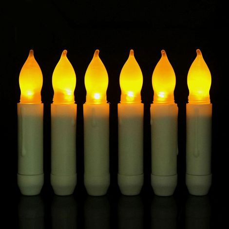 MINKUROW Candela Led Senza Fiamma, Candele A Bastoncino Tremolante Senza Fiamma, Candele A Bastoncino Led Avorio, Candele Da Finestra A Batteria Per Regali Di Natale A Casa, Decorazione Di Nozze (1/5)