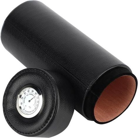 Mini-Zigarrendose, tragbarer Aufbewahrungsbehälter aus PU-Leder, mit Zedernholz ausgekleidet, Zigarrenhumidor (Schwarz) für Zigarren (1/4)
