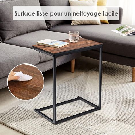 COSTWAY Table d'Appoint/Bout de Canapé de Salon en Forme U-Bois MDF et Métal de Style Industriel 55x35x65 (1/5)