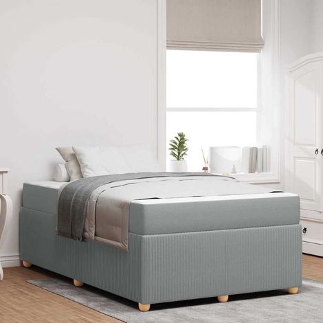 vidaXL Bettrahmen mit Matratze Hellgrau 120 x 190 cm Stoff (1/5)