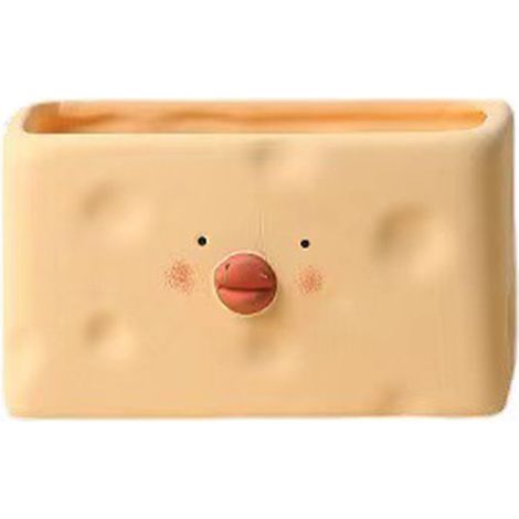 POT DE FLEURS Céramique Pot de Plante Pot Mignon Poussin pour Plantes Succulentes et Petites Plantes Décor Intérieur Extérieur Design Cartoon Modèle Rectangle Jaune (1/5)