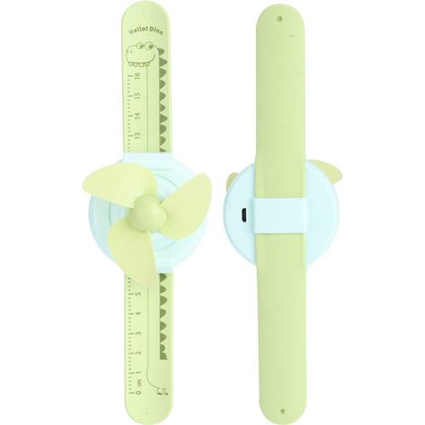 Ventilatore sportivo portatile – a forma di orologio – regolabile – mini, a misura di bambino – da polso – ricarica USB – verde