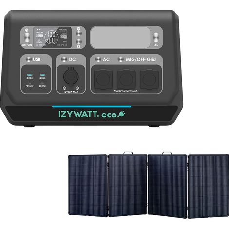 Station électrique IZYWATT.eco 2048Wh / 2200W + panneau solaire pliant 315W - Orium