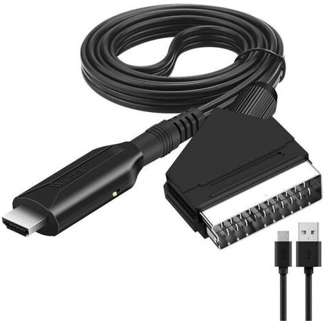 Convertisseur Péritel vers HDMI – Résolution 720P/1080P – Câble SCART 1m – Compatible NTSC et PAL – Alimentation micro USB - TV 720 P