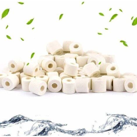 Bioceramic filter rings for all types of aquariums and ponds, stabilizing the pH of the water (white 1000 g)