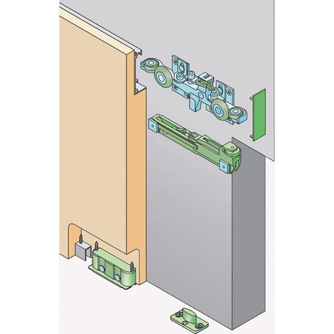 Itar – Ferrure coulissante sisco 1800 hidden – Rail alu 1100 mm – Charge 80 kg – Garniture pour 1 vantail – Pour porte jusqu'à 900 mm (1/2)