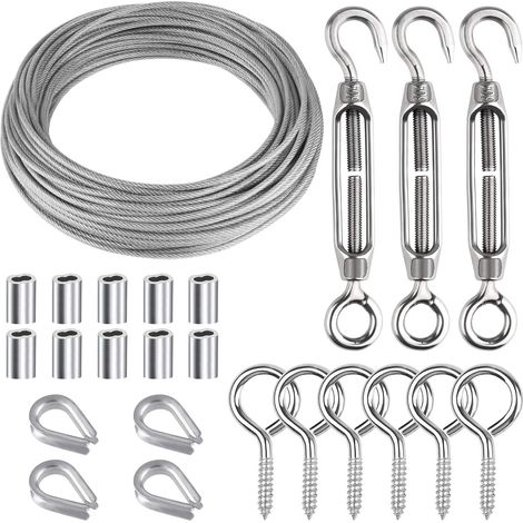 24 Pcs Garden Wire Rope Kit 304 Acier inoxydable M5 Tendeur Tensioneur Câble Corde à coudre (1/5)