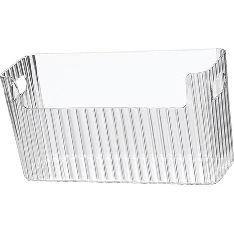 Bacs de rangement transparents, boîte de grande capacité à bords arrondis, organisateur Transparent multifonction pour réfrigérateur, salle de bains, cosmétiques (1/5)