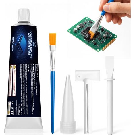 100 ml - Noir - Revêtement conforme pour l'électronique - Le mastic d'étanchéité pour circuit offre une étanchéité, une isolation, des fonctions étanches à l'eau et à la poussière - Pour assurer un (1/5)