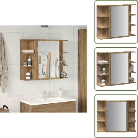 vidaXL Armoire à miroir de salle de bain chêne artisanal 80x20,5x64 cm