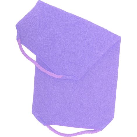 Serviette exfoliante pour le visage, serviette de douche élastique pour le corps, serviette de massage nettoyante avec bordure violette (1/5)
