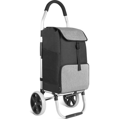 Chariot de Courses Pliable Caddie 41L, Grand Capacité  Grandes Roues Silencieuses, Cadre en Aluminium, Sac Imperméable avec Compartiment Isotherme, Charge max 45kg (1/5)