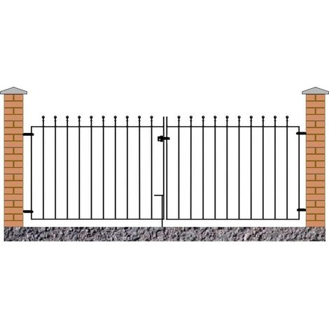 Manor Flat Top Double Driveway Gate - Solid Steel - Fits Gap of 3658 mm x 915 mm High - Electro Galvanised/Black Powder Coated