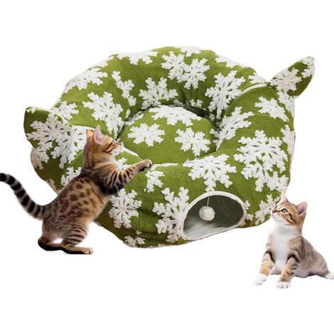 Lit Tunnel Jupe de Sapin de Noël Lavable, détachable, et Pliable Grotte pour Chat d'Intérieur en Forme de Donut Pour Chiots et Chiens Repos et Sommeil Animalerie (1/5)