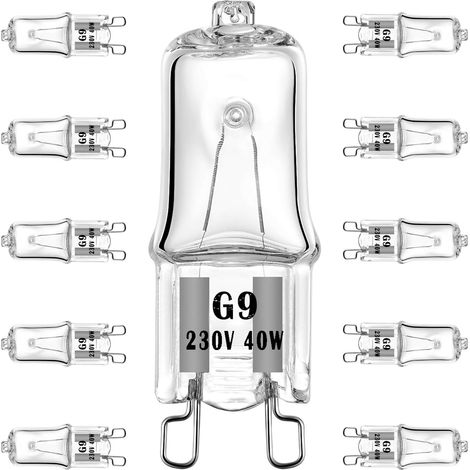 Ampoule halogène G9 40W 230V Ampoules de remplacement à base à 2 broches, intensité variable, blanc chaud (paquet de 10)[Classe énergétique C] (1/5)