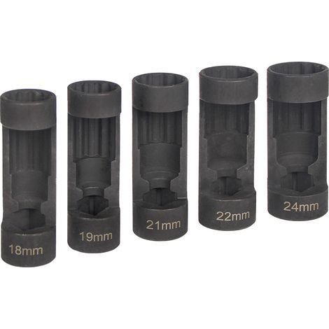 5 pièces Douille d'écrou de Jambe de Force d'entraînement 12 Points 1/2, 18mm 19mm 21mm 22mm 24mm, Outils de Amortisseur de Chocs (1/4)