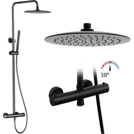 Duschsäule thermostatisch, schwarz matt Falcade 118 cm (1/5)