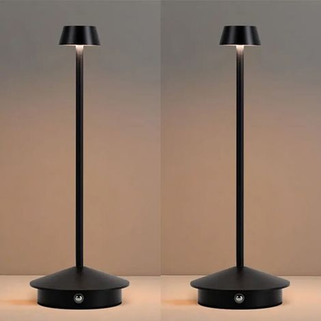 Set wiederaufladbarer LED-Tischlampen, 4000 Milliamperestunden, schwarz, für Restaurant, Bar und Schlafzimmer - Crezuo