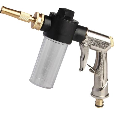 Garden Hose Nozzle Adjustable Spray with Plastic Soap Dispenser Bottle for Solar Panel Cleaning and Plant Watering Multicolor (1/4)