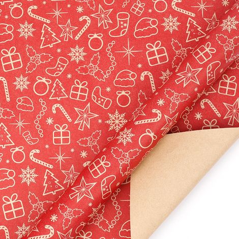 Papier cadeau de Noël (43 cm de large x 3 m de long), grand format, papier kraft écologique.