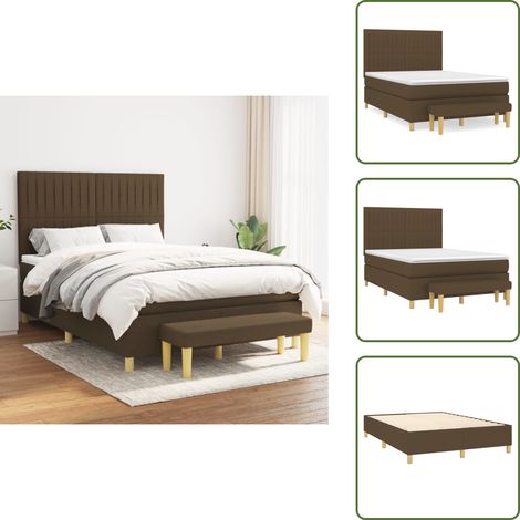 Cama con cabecero ajustable - vidaXL Cama box spring con colchón tela marrón oscuro 140x190 cm - Colchón ensacado