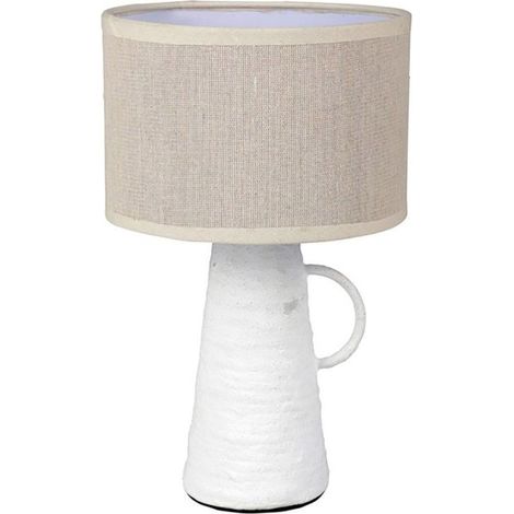 Lampe amphore métal Abisko blanche beige
