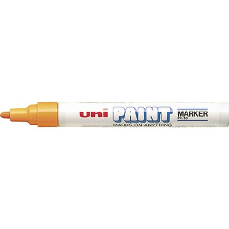 UNI-BALL Pennarello per pittura a base di olio indelebile - punta media a cupola - corpo in metallo - colore Arancione - UNI PAINT - PX20 O (1/2)