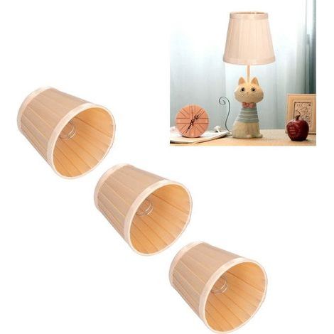 BelleRise – 3er-Set Stofflampenschirme – E14-Clipfassung – plissiert, hellgold – Schlafzimmer-Inneneinrichtung (1/5)