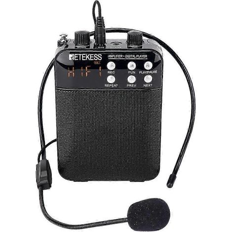 Mégaphone RETEKESS TR619 avec enregistrement FM, amplificateur de voix, microphone pour enseignants, haut-parleur, port USB, carte TF et entrée auxiliaire. WHBYV (1/4)