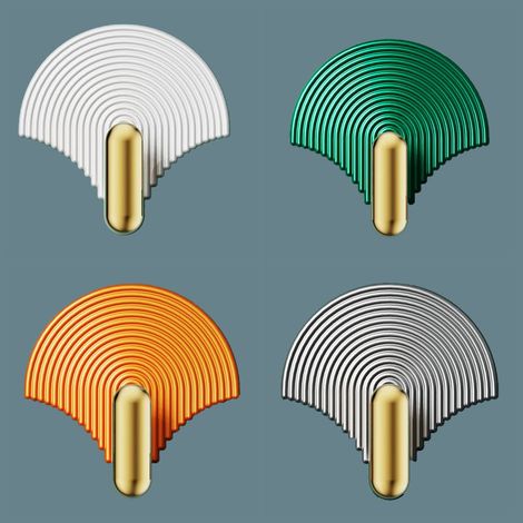 4 Pièces Crochet Collant Solide En Forme D'éventail Petits Crochets Pour Accrocher Porte-serviettes Auto-adhésif Cintres Crochets Sans Poinçon Étagère Porte-clés Poteaux Abdos (1/5)
