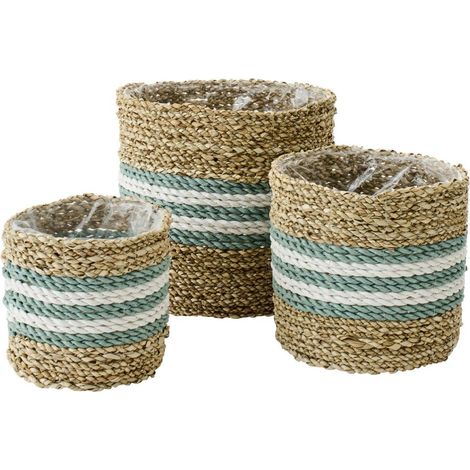 Lot de 3 Cache-Pots Tressés "Van" 20cm Naturel (1/3)