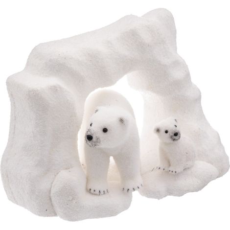 Atmosphera – Déco de Noël arche banquise ours et ourson 40 x 30 cm – En polystyrène et nylon – Élément décoratif féerique pour intérieur