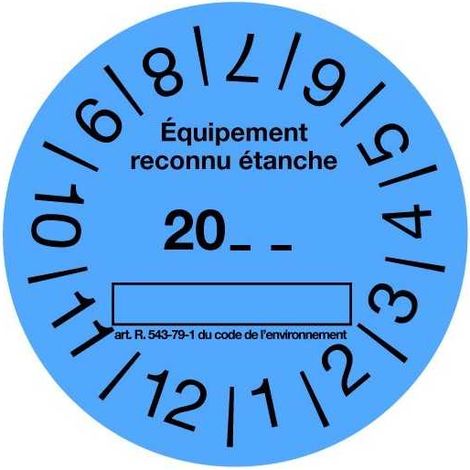 Plombservice – Rouleau contrôle d'étanchéité – 100 étiquettes bleu – Pour climatisation et installation frigorifique – Fluide frigorigène