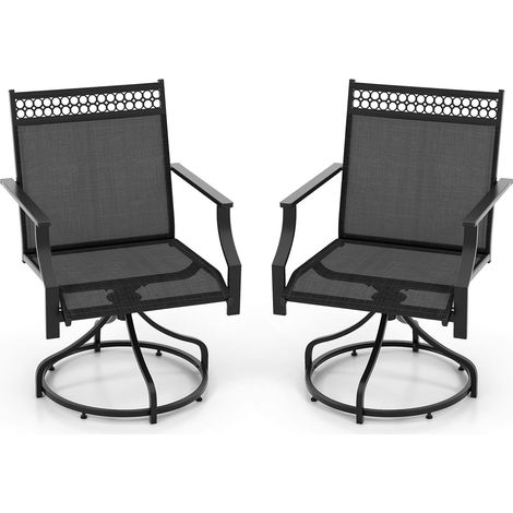 COSTWAY 2 Sillas Jardin Exterior Giratorias, Sillas Terraza con Metal Resistente y Reposabrazos, Sillas Jardin Textilene, 65 x 61 x 90 cm, Carga 180kg (1/5)
