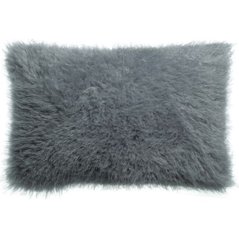 VIVARAISE - Coussin déco Betani en fausse fourrure polyester gris ardoise - 40 x 65 cm