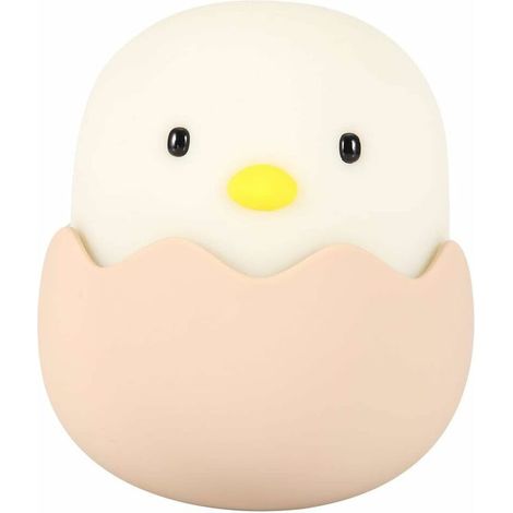 Cute USB Egg Touch Small Light, LED Chick Shaped Lamp, for Bedroom Bed Counter (White Light) (1/5)