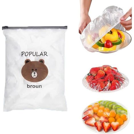 Sacs de Conservation Frais 200 Pièces,Couvercle protection alimentaire,Couvercles de Bols Réutilisables Élastiqués,Stockage (1/4)