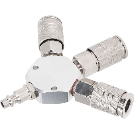 3-Wege-Luftverteiler mit 1/4-Zoll-NPT-Außengewinde, 3-Wege-Verteiler aus Aluminiumlegierung, pneumatische Verschraubung für industrielle Anwendungen (1/5)