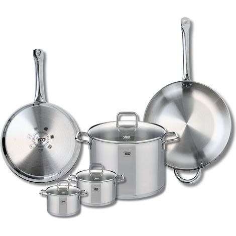 Ensemble de 2 Poêles de cuisson 28 et 32 cm et 3 faitouts 12, 14 et 26 cm Elo Profi Citrin (1/5)